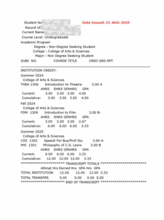 University Transcript Showcase